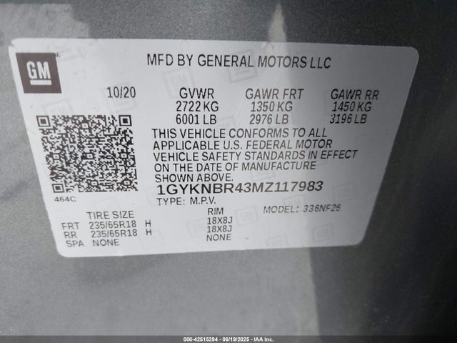 2021 CADILLAC XT5 1GYKNBR43MZ117983 Photo 8