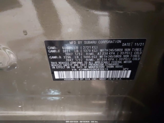 Subaru 2022 2022 4S4WMAPD2N3410619 Image 9