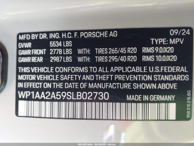 2025 PORSCHE MACAN WP1AA2A59SLB02730 Photo 8