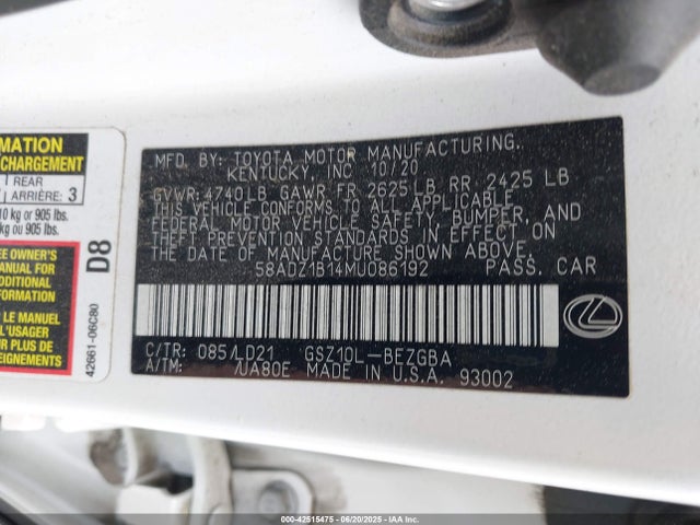 58ADZ1B14MU086192 Lexus 2gr-fks