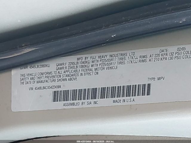 2005 SUBARU OUTBACK 4S4BL84CX54224584 Photo 8