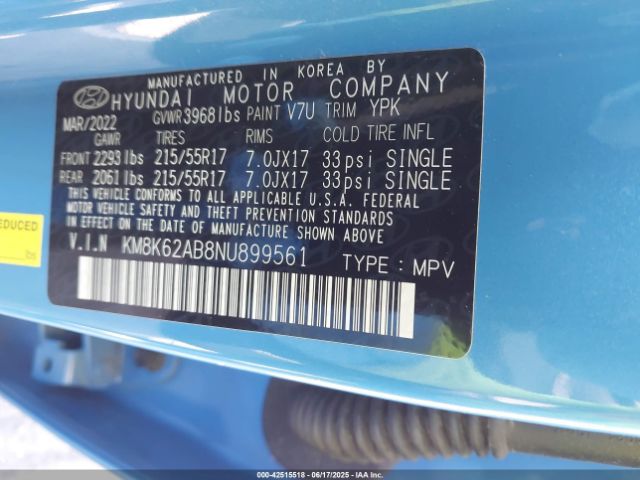 2022 HYUNDAI KONA KM8K62AB8NU899561 Photo 8