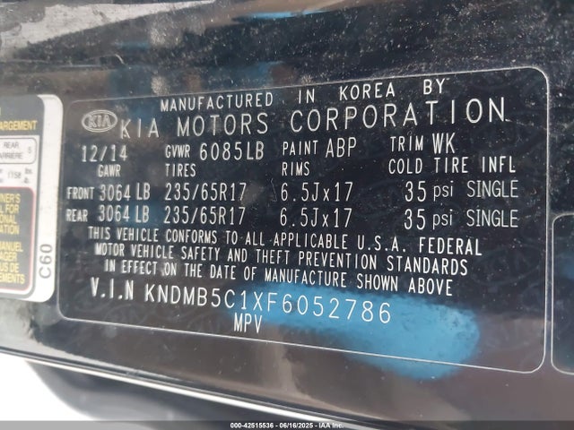 KNDMB5C1XF6052786 KIA dohc gdi lambda ii