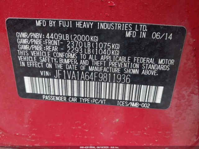2015 SUBARU WRX JF1VA1A64F9811936 Photo 8