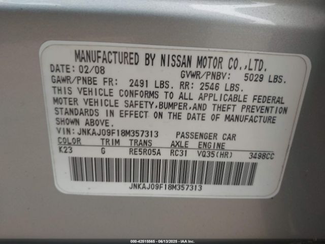 2008 INFINITI EX35 JNKAJ09F18M357313 Photo 8