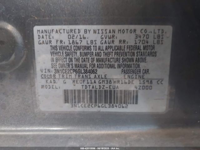 3N1CE2CP6GL384062 Nissan 2016