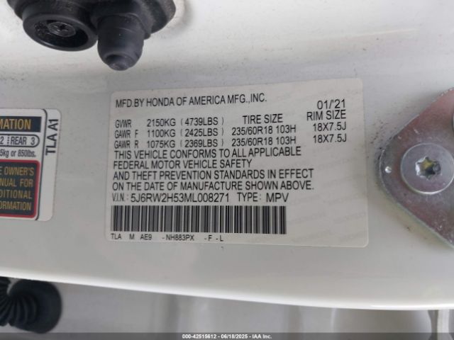 2021 HONDA CR-V 5J6RW2H53ML008271 Photo 8