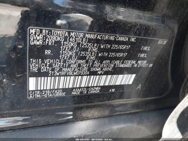 2T3W1RFV8LW079304 Toyota a25a-fks