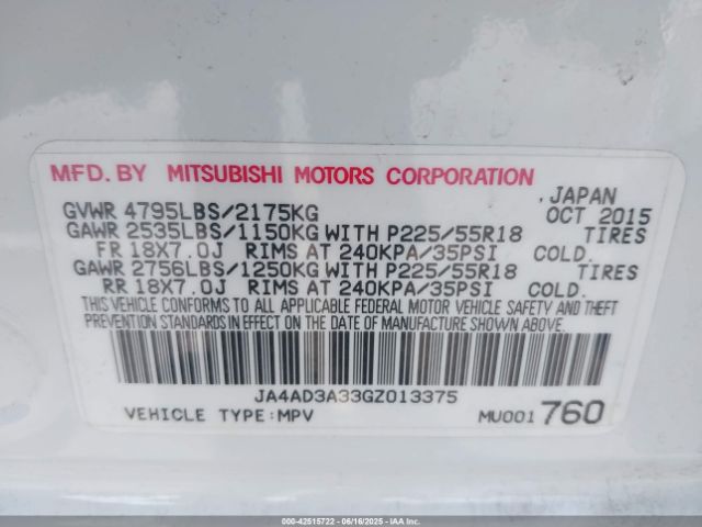 JA4AD3A33GZ013375 Mitsubishi mivec