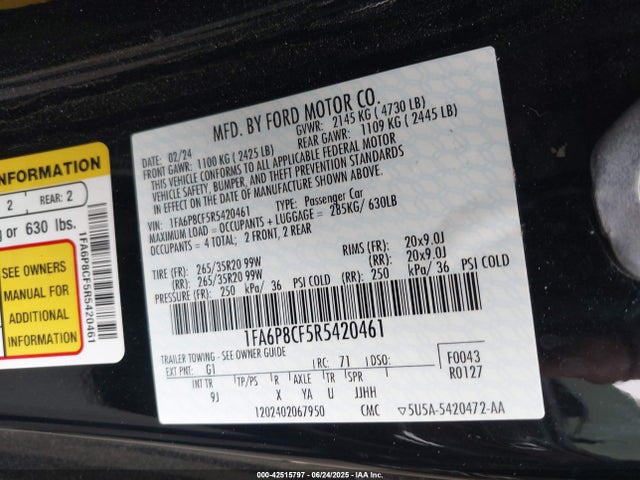 1FA6P8CF5R5420461 Ford tivct