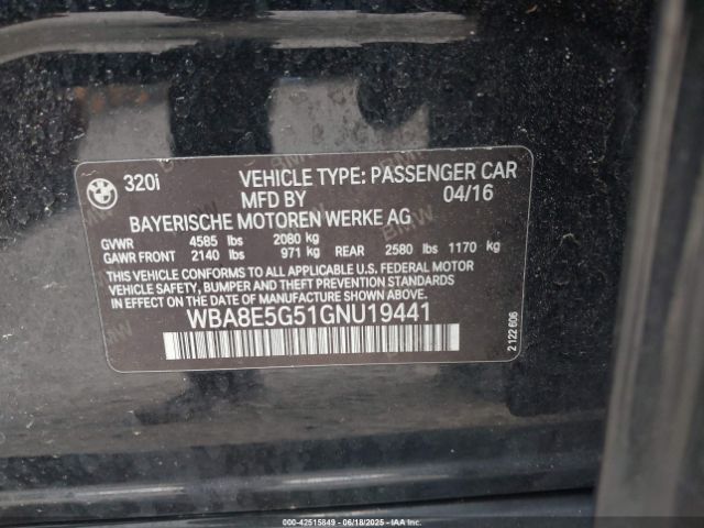 2016 BMW 320I WBA8E5G51GNU19441 Photo 8