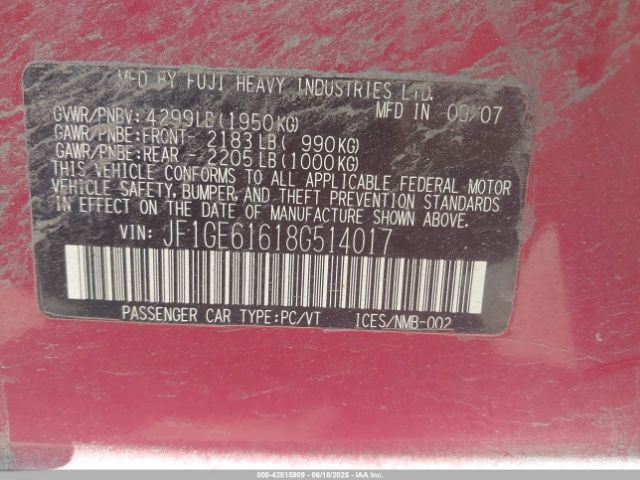 2008 SUBARU IMPREZA JF1GE61618G514017 Photo 8
