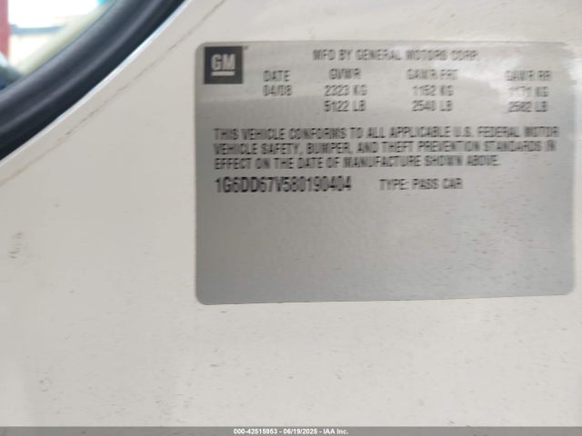 2008 CADILLAC STS 1G6DD67V580190404 Photo 8