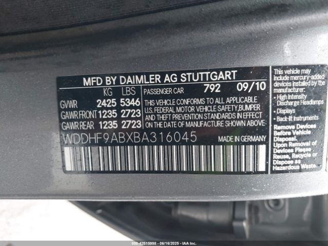 2011 MERCEDES-BENZ E 550 WDDHF9ABXBA316045 Photo 8