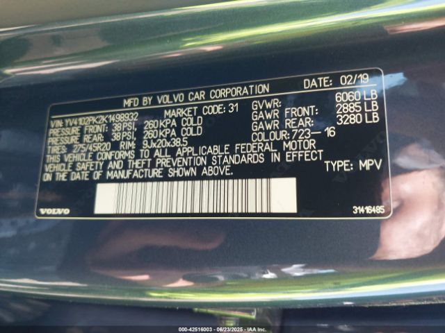 2019 VOLVO XC90 YV4102PK2K1498932 Photo 8