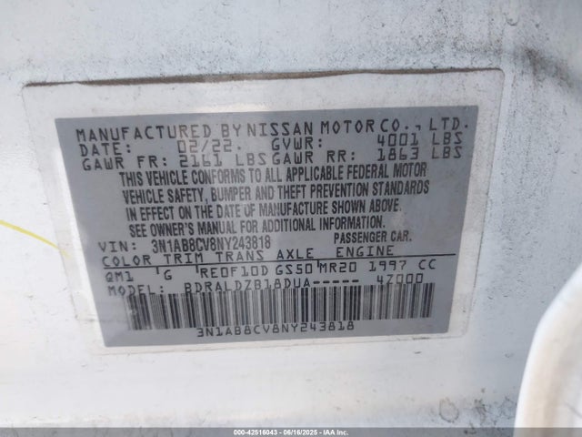 3N1AB8CV8NY243818 Nissan 2022