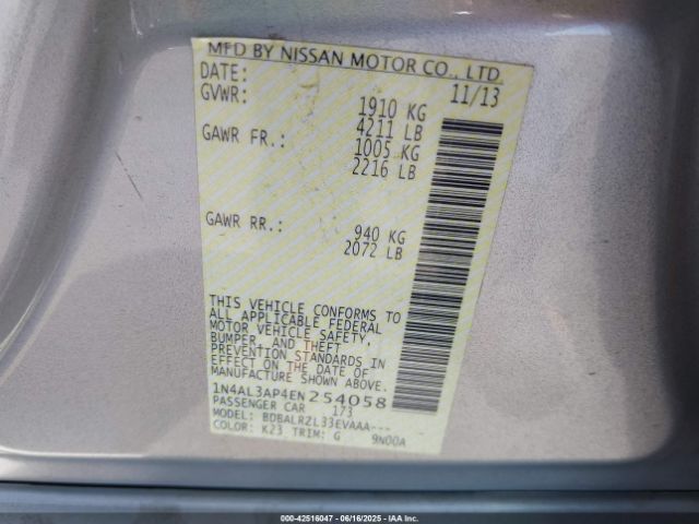 1N4AL3AP4EN254058 Nissan Altima 2.5 S