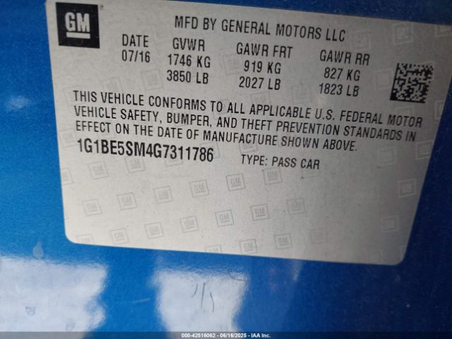 1G1BE5SM4G7311786 Chevrolet le2 - di: direct injection, alum, vvt, gen i, gmna