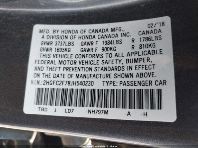 2018 HONDA CIVIC 2HGFC2F78JH540230 Photo 8