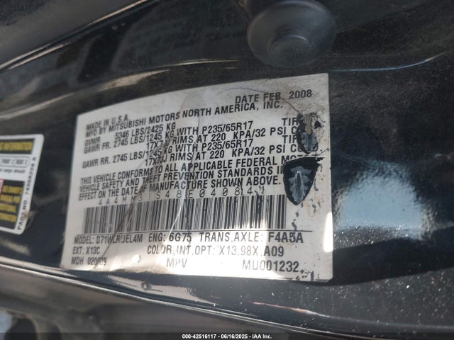 2008 MITSUBISHI ENDEAVOR 4A4MM31S48E040841 Photo 8