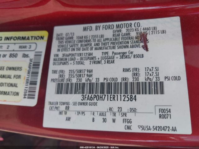 2014 FORD FUSION 3FA6P0H71ER112584 Photo 8