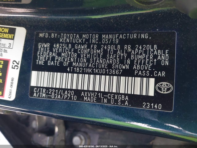 4T1B21HK1KU013667 Toyota a25a-fxs port+direct
