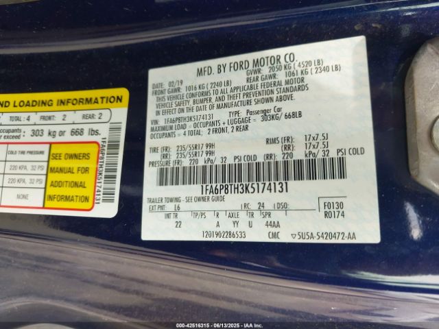 2019 FORD MUSTANG 1FA6P8TH3K5174131 Photo 8