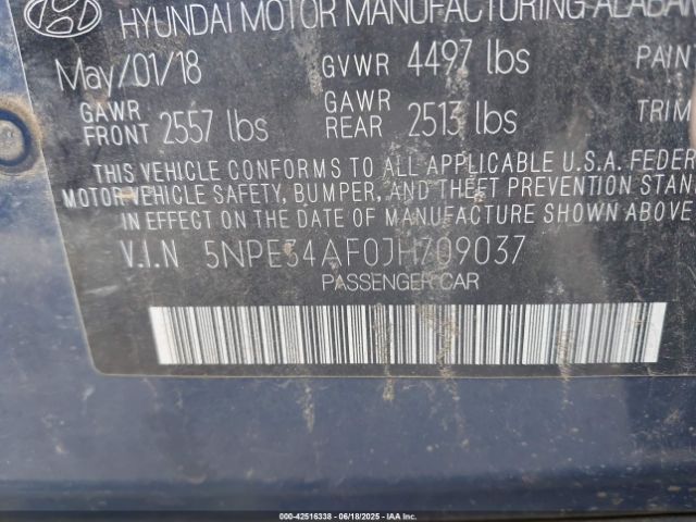 2018 HYUNDAI SONATA 5NPE34AF0JH709037 Photo 8