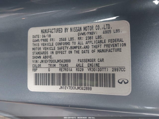 Infiniti Q60 2018 JN1EV7EKXJM342899 Image 9