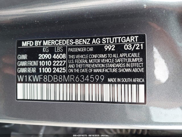 W1KWF8DB8MR634599 Mercedes-Benz m264