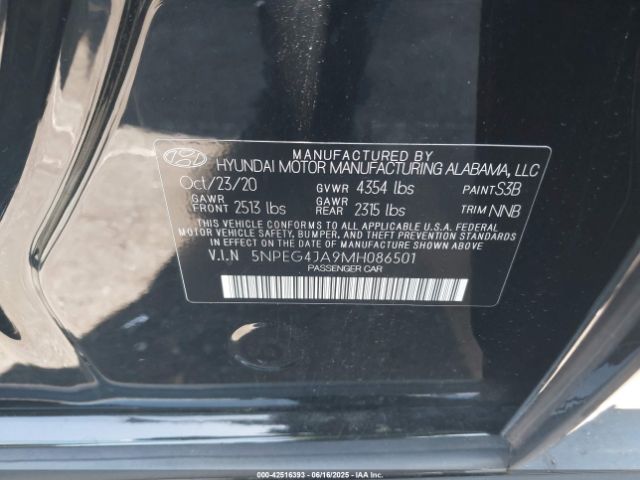 2021 HYUNDAI SONATA 5NPEG4JA9MH086501 Photo 8