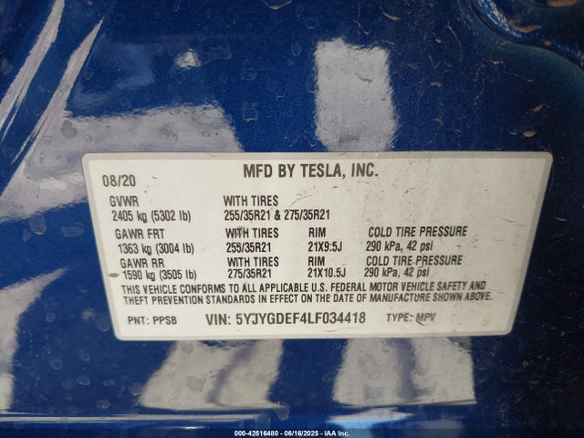 5YJYGDEF4LF034418 Tesla 2020