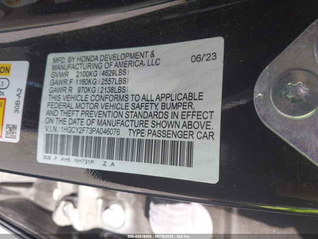 1HGCY2F73PA046076 Honda lfc5