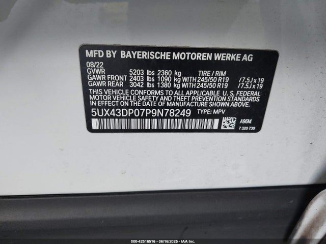 5UX43DP07P9N78249 BMW X3