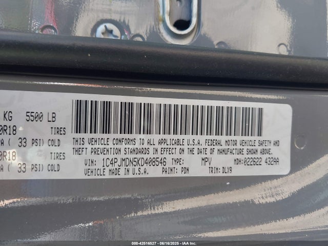 1C4PJMDN5KD408546 Jeep 2019