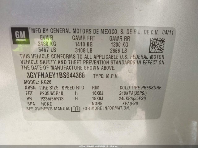 2011 CADILLAC SRX 3GYFNAEY1BS644368 Photo 8