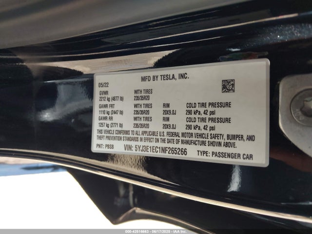 2022 TESLA MODEL 3 5YJ3E1EC1NF265266 Photo 8