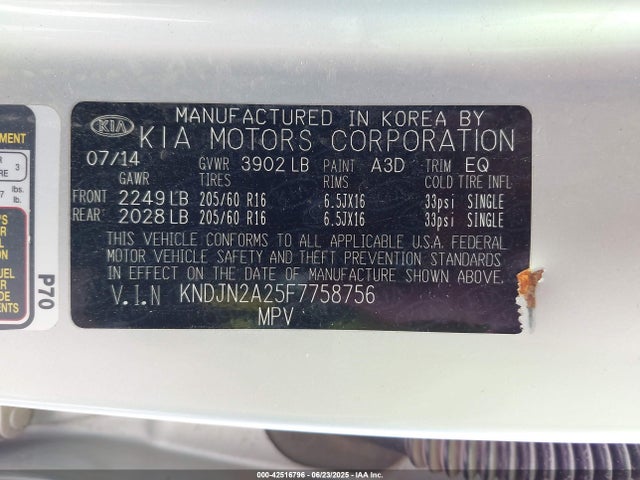 KIA dohc gdi gamma 2015 KNDJN2A25F7758756 Image 9