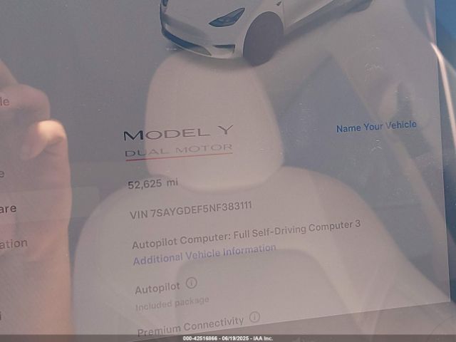 2022 TESLA MODEL Y 7SAYGDEF5NF383111 Photo 6