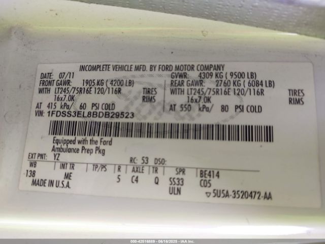 2011 FORD E-350 SUPER DUTY 1FDSS3EL8BDB29523 Photo 8