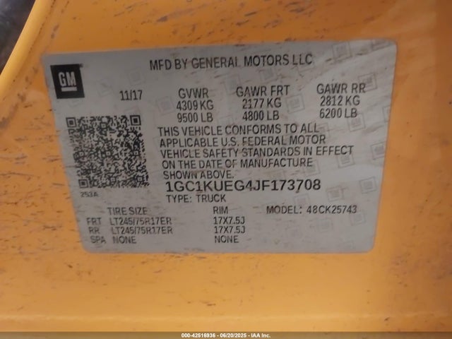 1GC1KUEG4JF173708 Chevrolet l96 - e85 max, iron