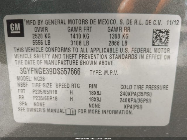 2013 CADILLAC SRX 3GYFNGE39DS557666 Photo 8