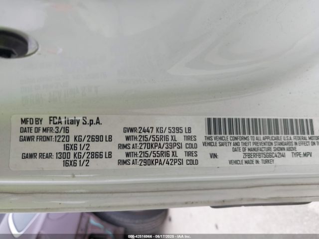ZFBERFBT5G6C42141 RAM 2016