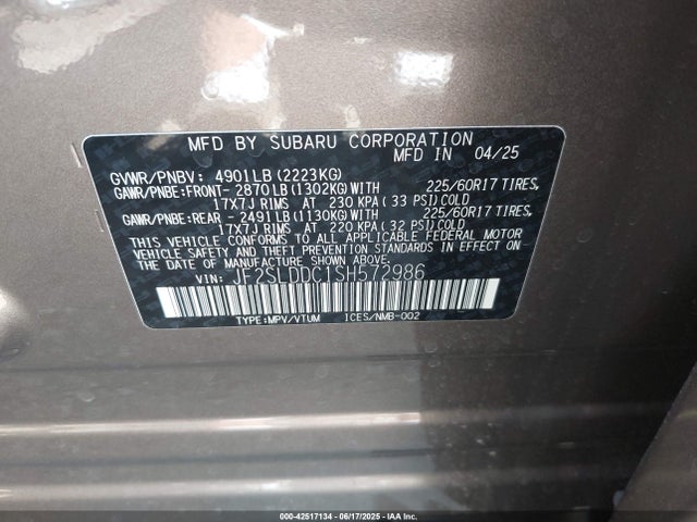 Subaru na 2025 JF2SLDDC1SH572986 Image 9