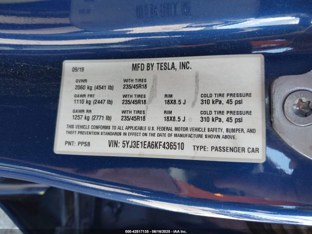 2019 TESLA MODEL 3 5YJ3E1EA6KF436510 Photo 8