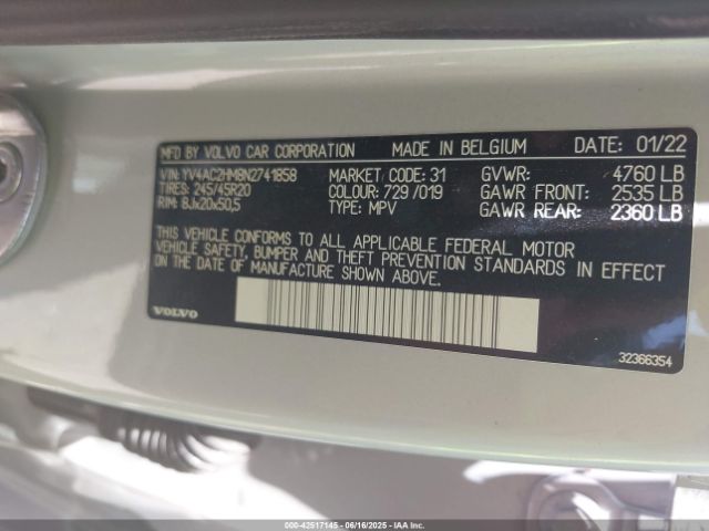 2022 VOLVO XC40 YV4AC2HM8N2741858 Photo 8