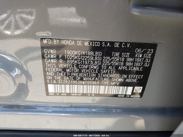 3CZRZ1H53RM705964 Honda k20z5