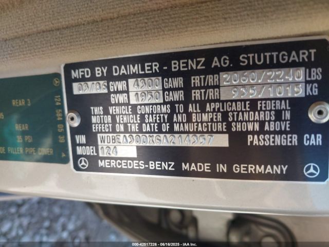 1986 MERCEDES-BENZ 300 WDBEA30DXGA214357 Photo 8