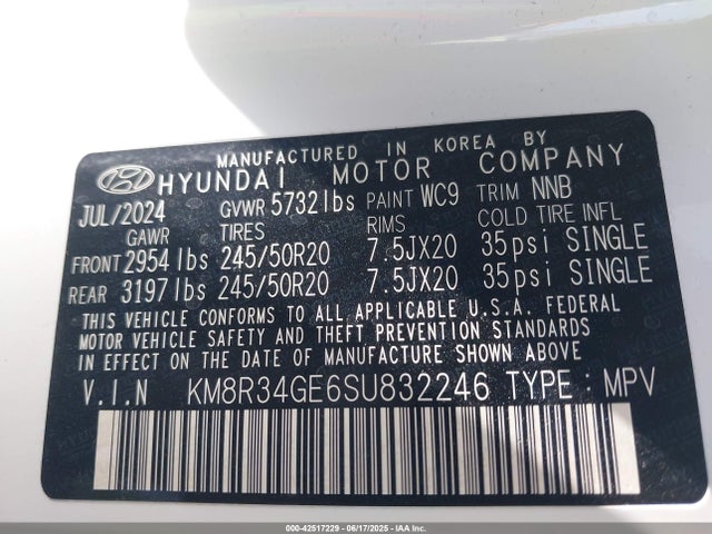 KM8R34GE6SU832246 Hyundai gdi lambda ii
