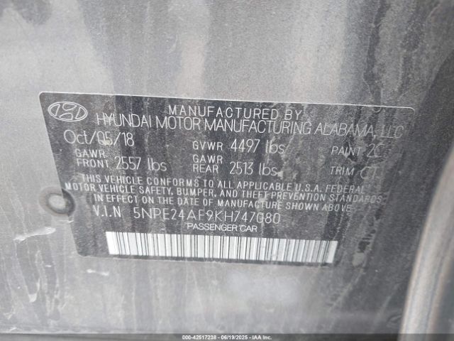 2019 HYUNDAI SONATA 5NPE24AF9KH747080 Photo 8